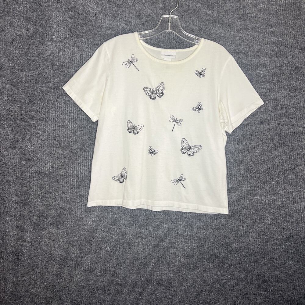 Vtg Parisian Works Womens T Shirt Butterflies Dragonfly Y2K Size Medium 90's